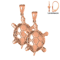 14K oder 18K Gold 38mm Schildkröten Ohrringe