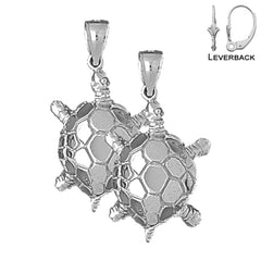 14K oder 18K Gold 38mm Schildkröten Ohrringe