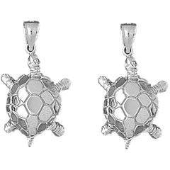 Sterling Silver 38mm Turtles Earrings