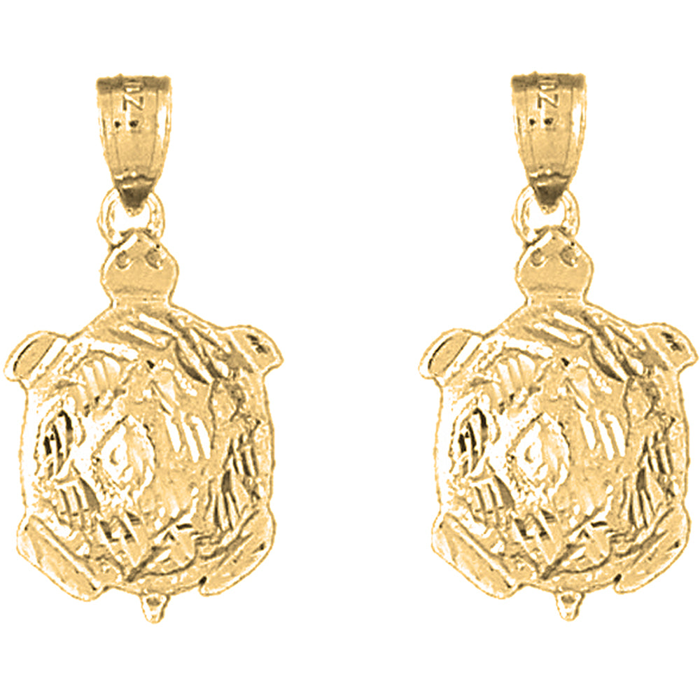14K or 18K Gold 30mm Turtles Earrings