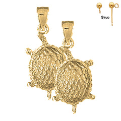 Pendientes Tortugas de Oro de 14K o 18K de 30mm