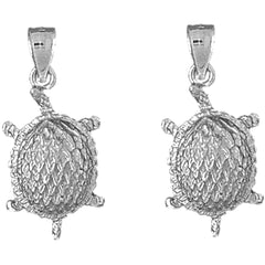Sterling Silver 30mm Turtles Earrings