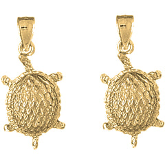 Yellow Gold-plated Silver 30mm Turtles Earrings