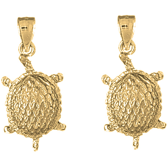 14K or 18K Gold 30mm Turtles Earrings