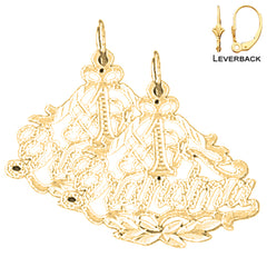 Sterling Silver 30mm Turtles Earrings (White or Yellow Gold Plated)