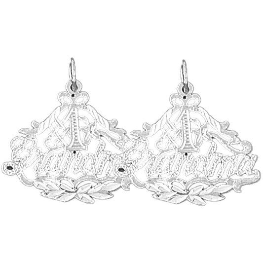 Sterling Silver 30mm Turtles Earrings