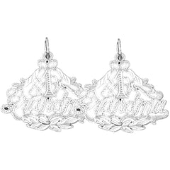 Sterling Silver 30mm Turtles Earrings