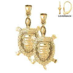 14K oder 18K Gold 42mm Schildkröten Ohrringe