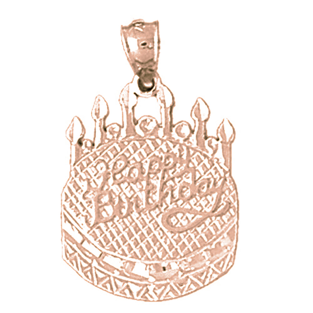10K, 14K or 18K Gold Happy Birthday Pendant