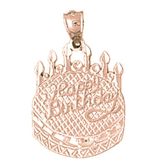 10K, 14K or 18K Gold Happy Birthday Pendant