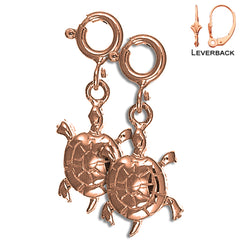 14K oder 18K Gold 21mm Schildkröten Ohrringe