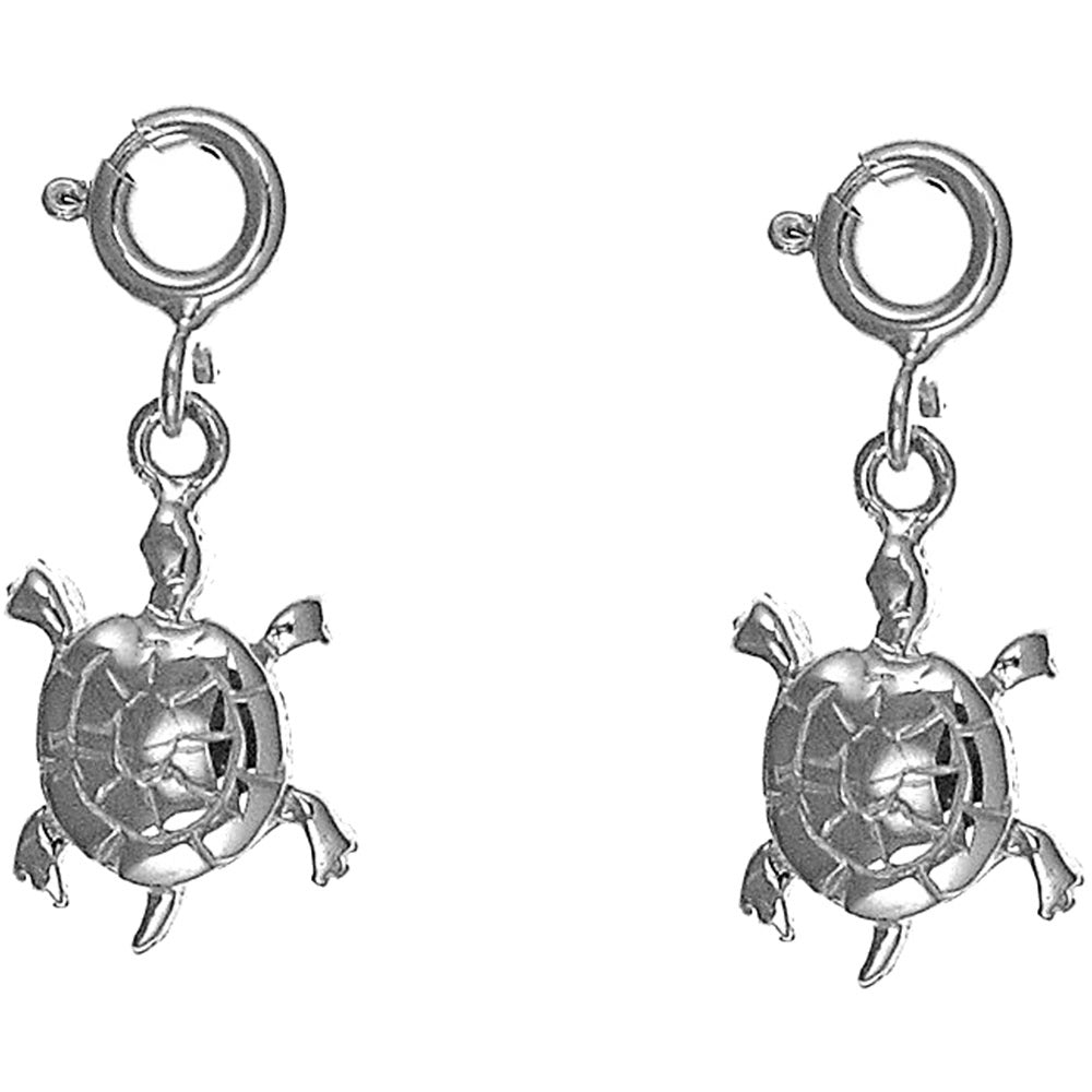 Sterling Silver 21mm Turtles Earrings