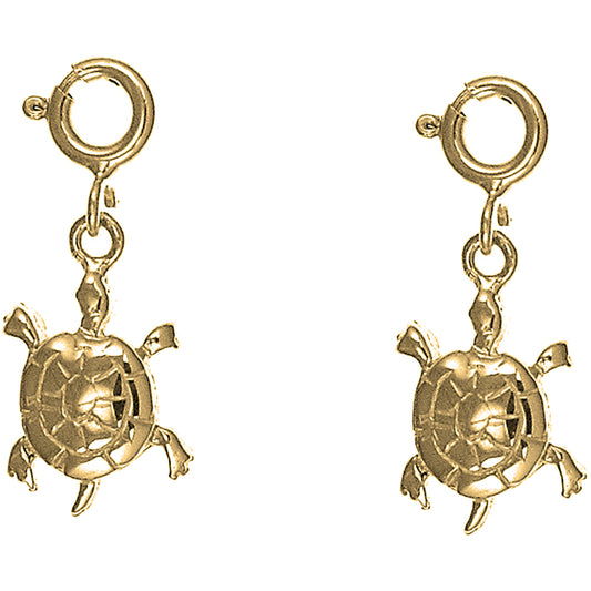 14K or 18K Gold 21mm Turtles Earrings