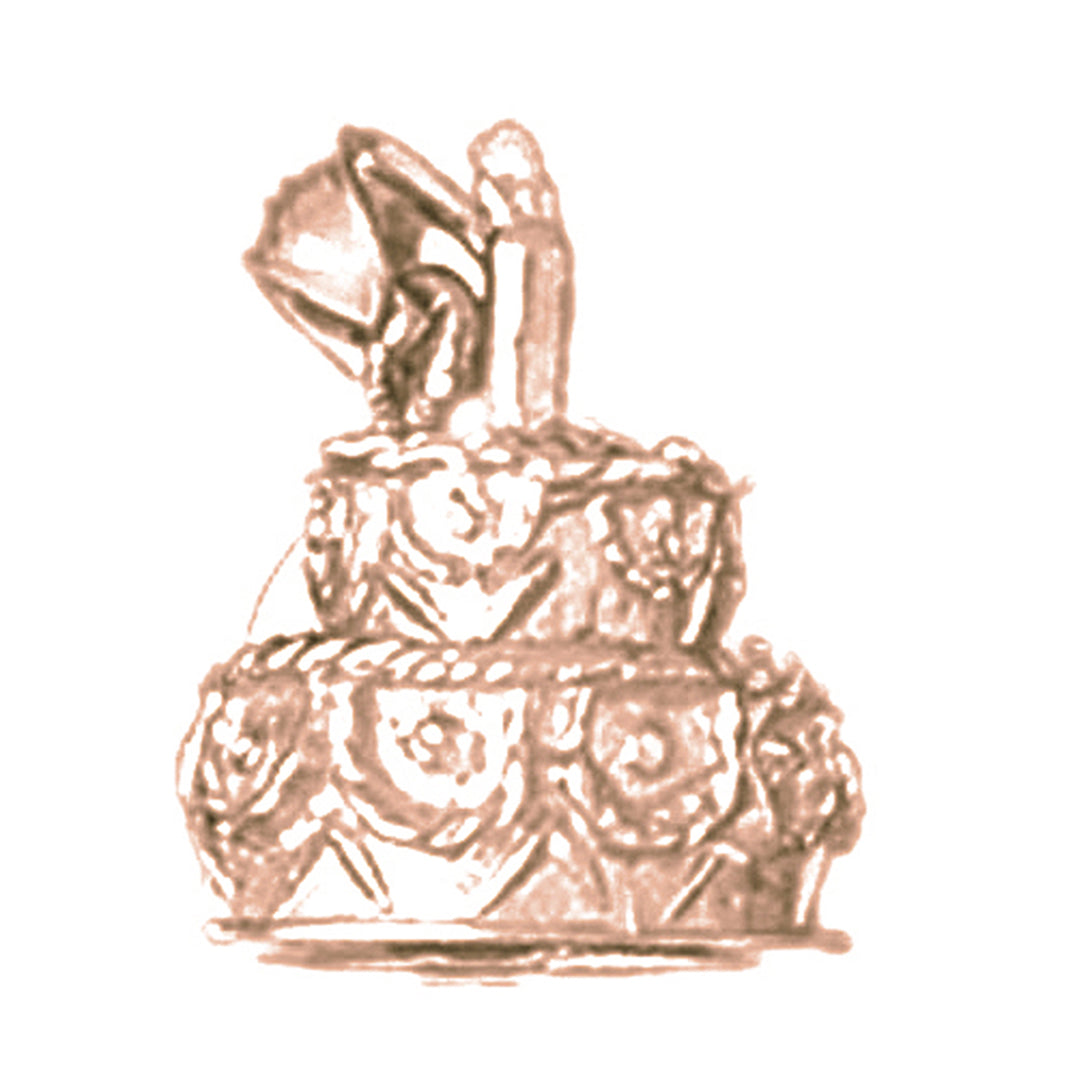 10K, 14K or 18K Gold Birthday Cake Pendant