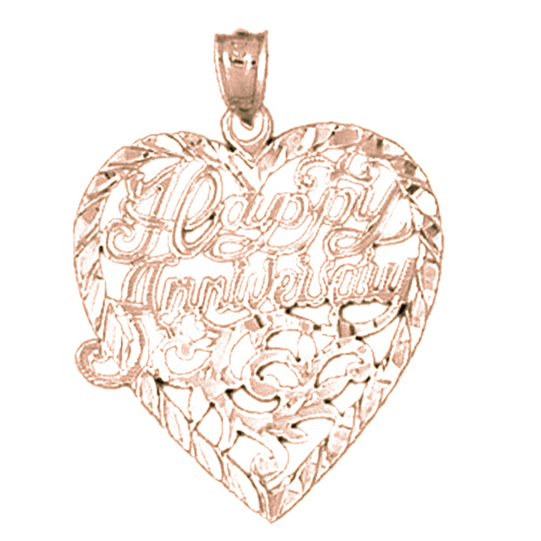 10K, 14K or 18K Gold Happy Anniversary Pendant