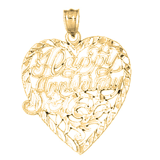 10K, 14K or 18K Gold Happy Anniversary Pendant