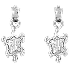 Sterling Silver 19mm Turtles Earrings