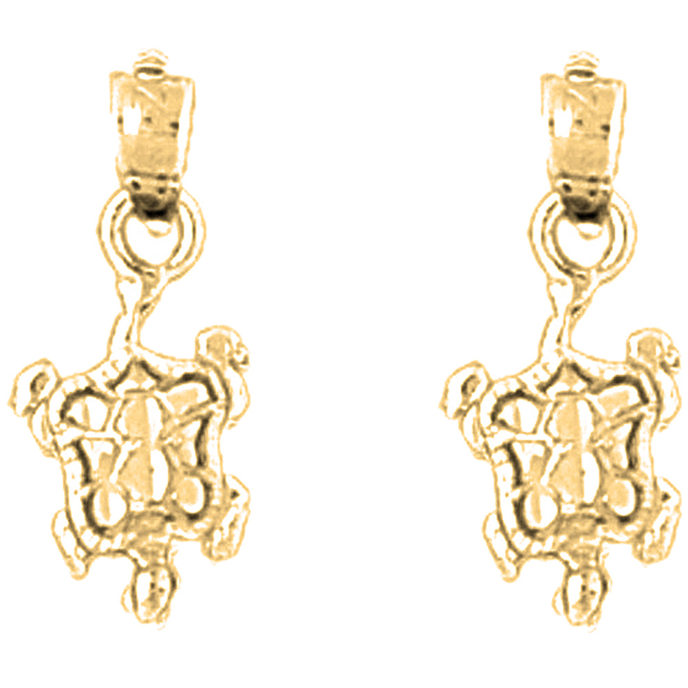14K or 18K Gold 19mm Turtles Earrings