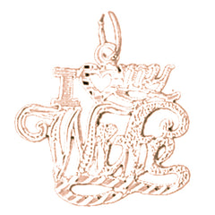 14K or 18K Gold I Love My Wife Pendant