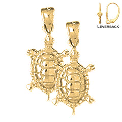 14K oder 18K Gold 24mm Schildkröten Ohrringe