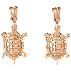 14K or 18K Gold 24mm Turtles Earrings