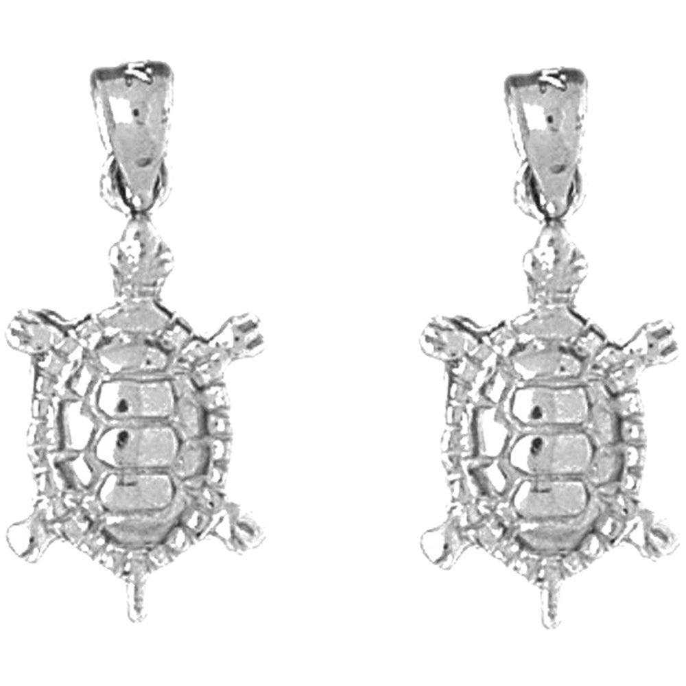 Sterling Silver 24mm Turtles Earrings