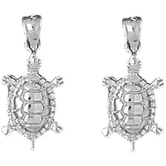 Sterling Silver 24mm Turtles Earrings
