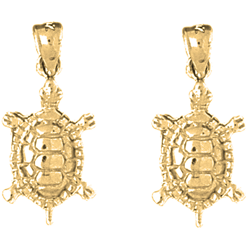 Yellow Gold-plated Silver 24mm Turtles Earrings