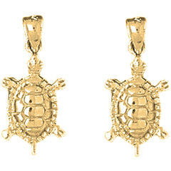 Yellow Gold-plated Silver 24mm Turtles Earrings