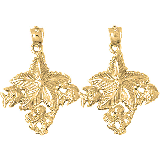 14K or 18K Gold 31mm Starfish Wish Fish Earrings