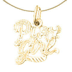 Anhänger mit Spruch „Play Girl“ aus 14 Karat oder 18 Karat Gold