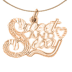 Colgante con dicho dulce y sexy de oro de 14 quilates o 18 quilates