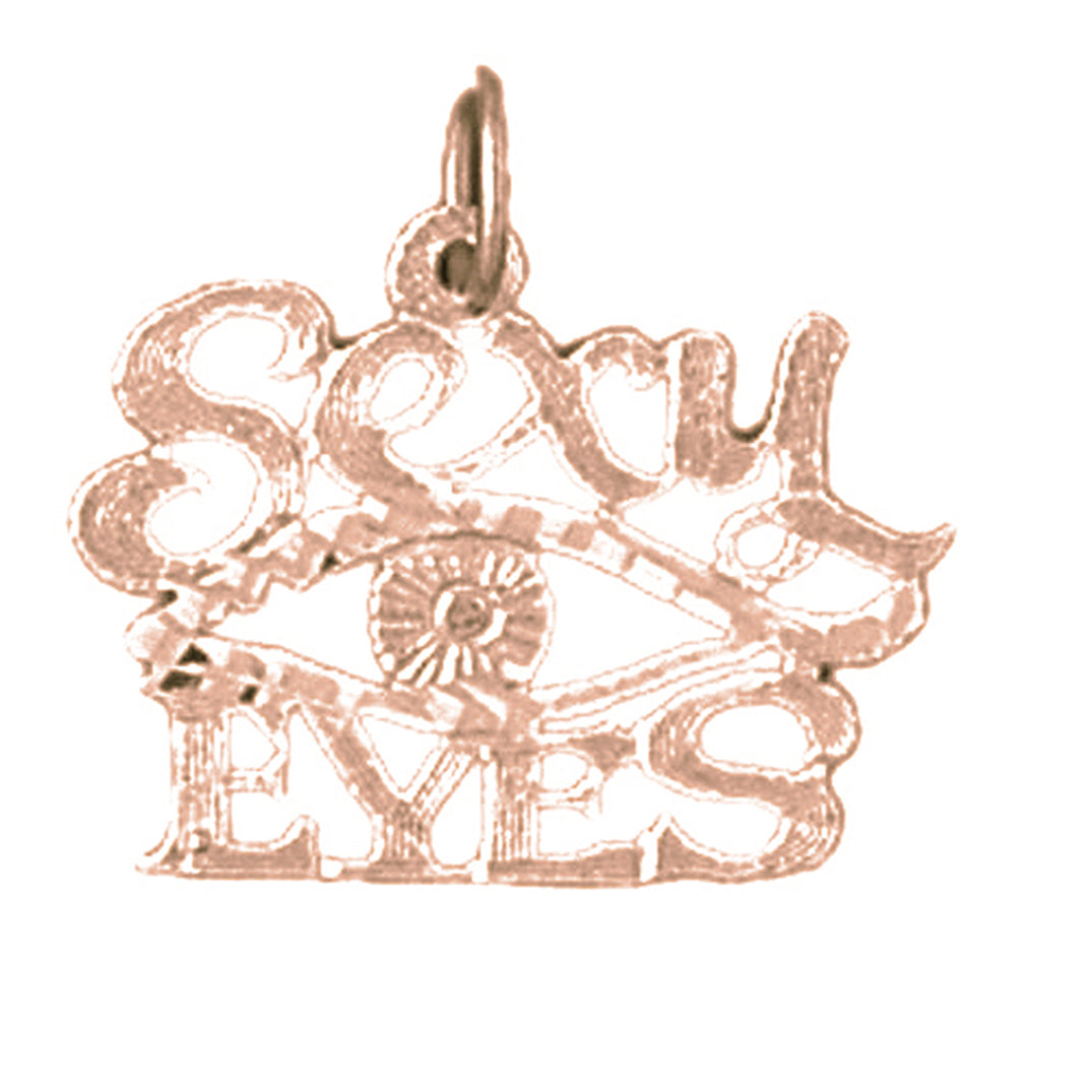 14K or 18K Gold Sexy Eyes Saying Pendant