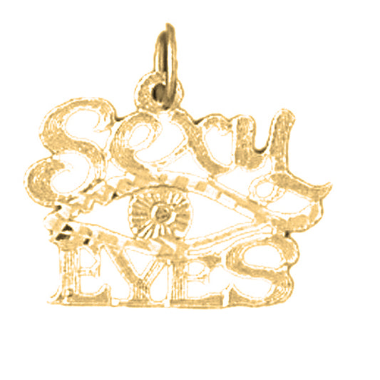 14K or 18K Gold Sexy Eyes Saying Pendant