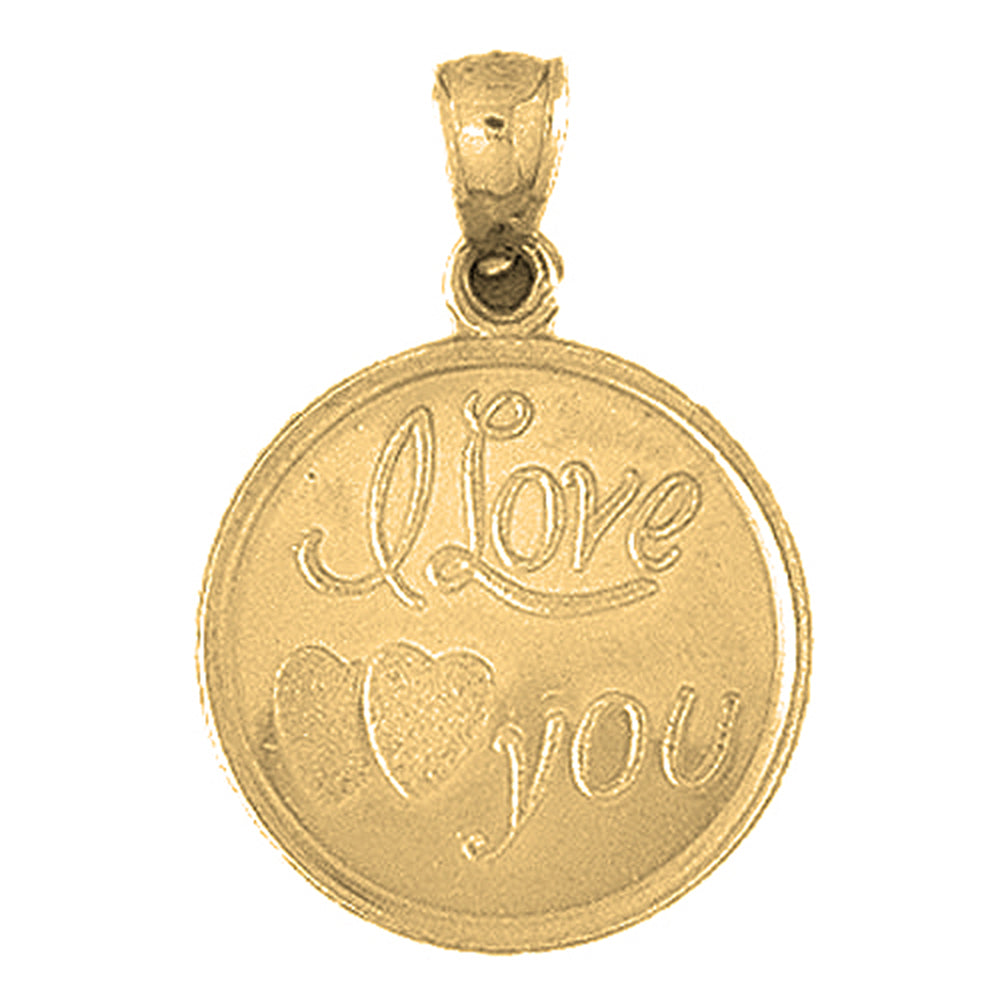 10K, 14K or 18K Gold I Love You Pendant