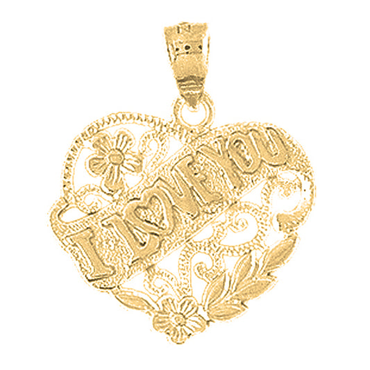 10K, 14K or 18K Gold I Love You Pendant