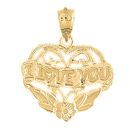 10K, 14K or 18K Gold I Love You Pendant