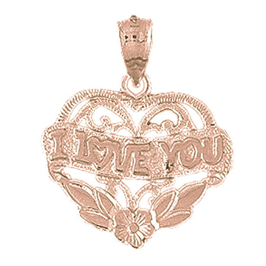 10K, 14K or 18K Gold I Love You Pendant