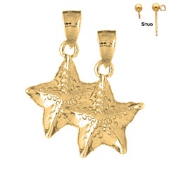 Sterling Silver 25mm Starfish Earrings (White or Yellow Gold Plated)