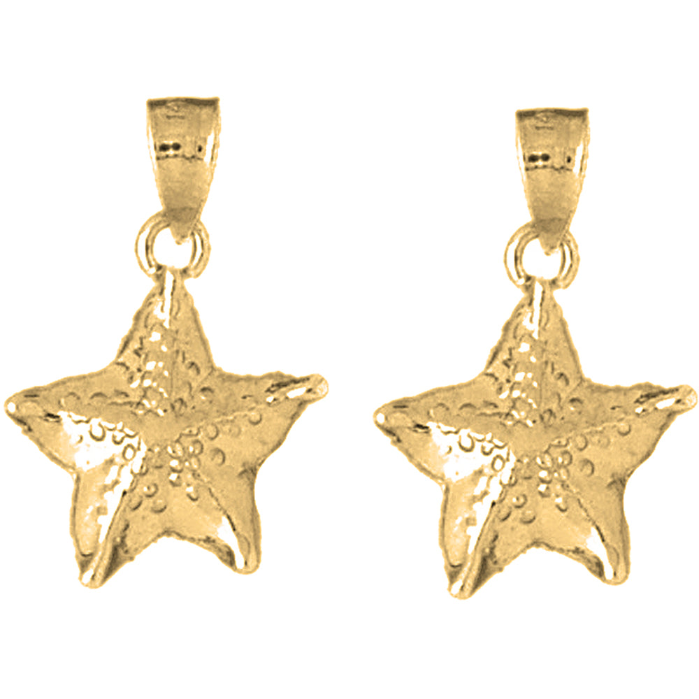 Yellow Gold-plated Silver 25mm Starfish Earrings