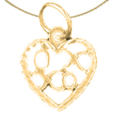 Colgante OX XO de oro de 14 quilates o 18 quilates