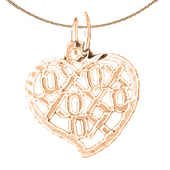 Colgante XOXO de oro de 14 quilates o 18 quilates