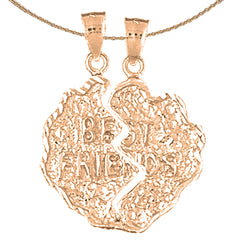 Zerbrechlicher Anhänger aus 10 Karat, 14 Karat oder 18 Karat Gold mit „Best Friends“-Spruch