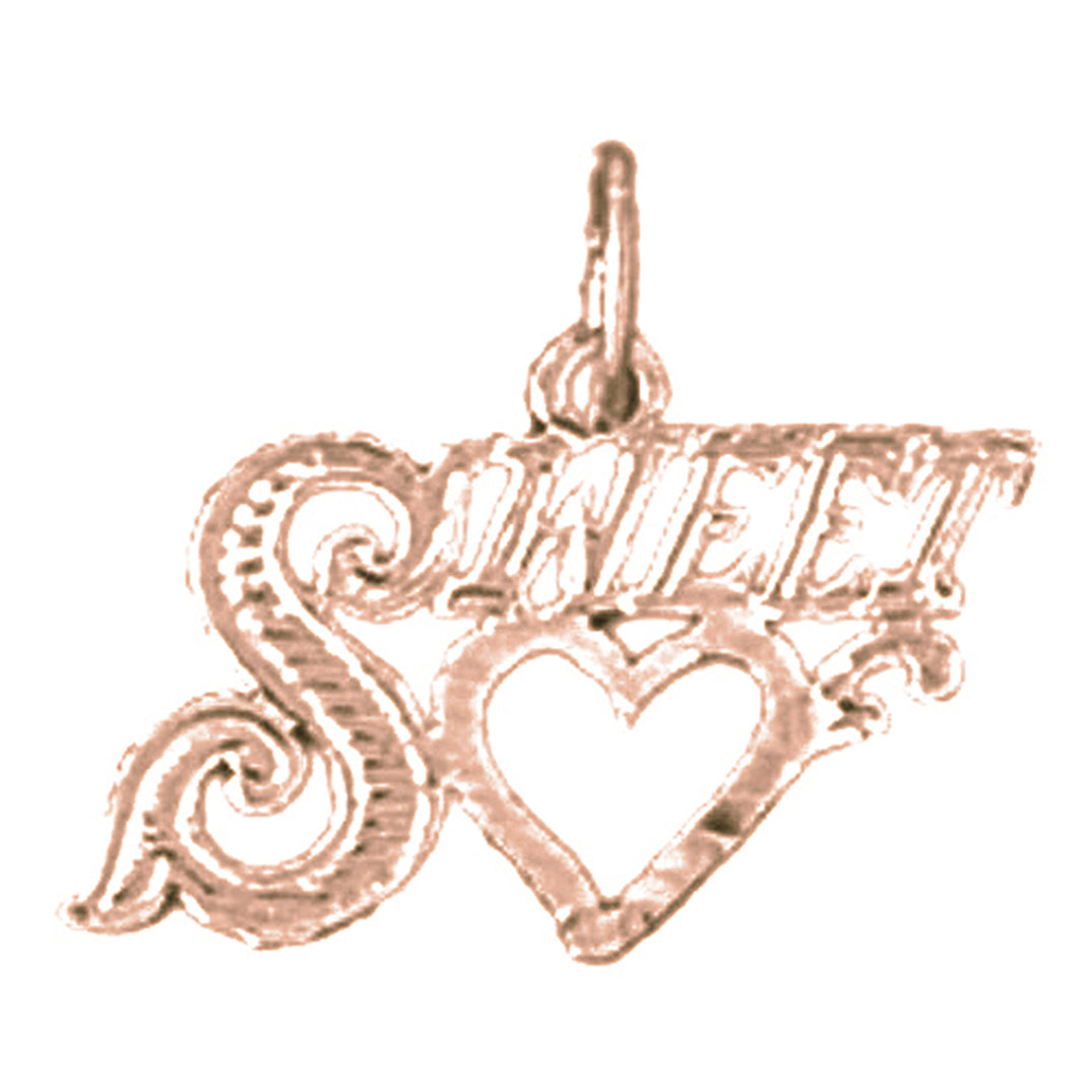 14K or 18K Gold Sweetheart Saying Pendant