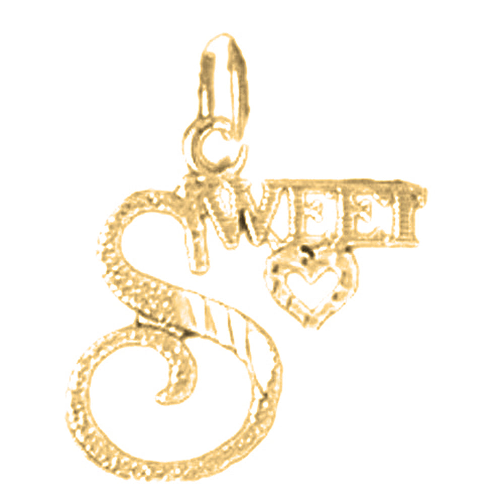 14K or 18K Gold Sweetheart Saying Pendant