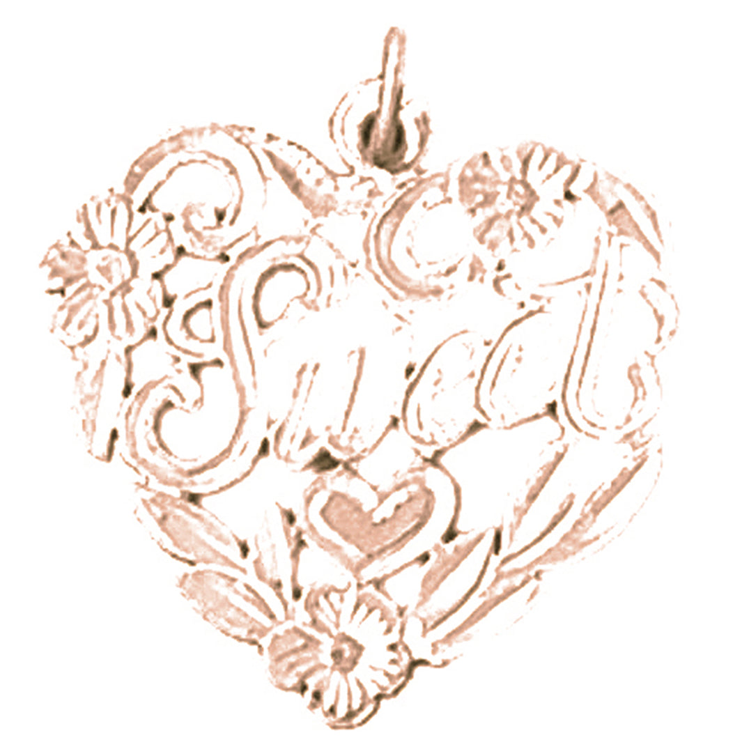 14K or 18K Gold Sweet in Heart Saying Pendant