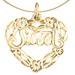 Anhänger mit Spruch „Sweet in Heart“ aus 14 Karat oder 18 Karat Gold