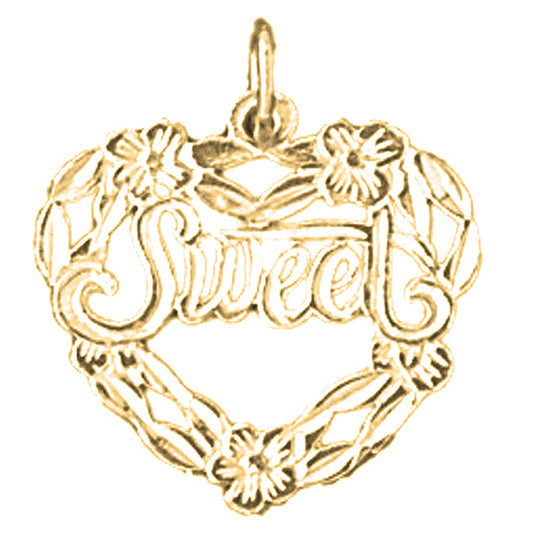 14K or 18K Gold Sweet in Heart Saying Pendant