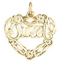 14K or 18K Gold Sweet in Heart Saying Pendant