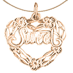 Anhänger mit Spruch „Sweet in Heart“ aus 14 Karat oder 18 Karat Gold